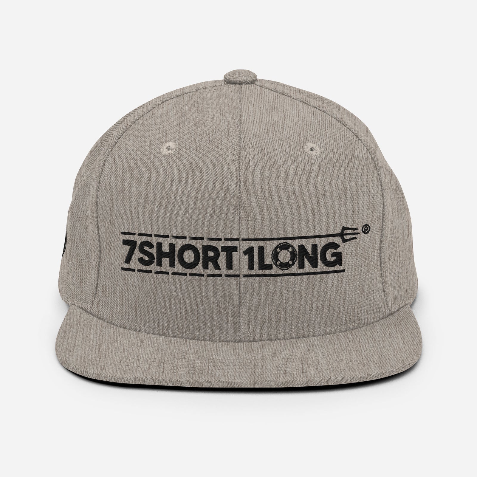 Beige Seafarer Cap with 7SHORT1LONG embroidered logo, neutral tone flat brim streetwear hat