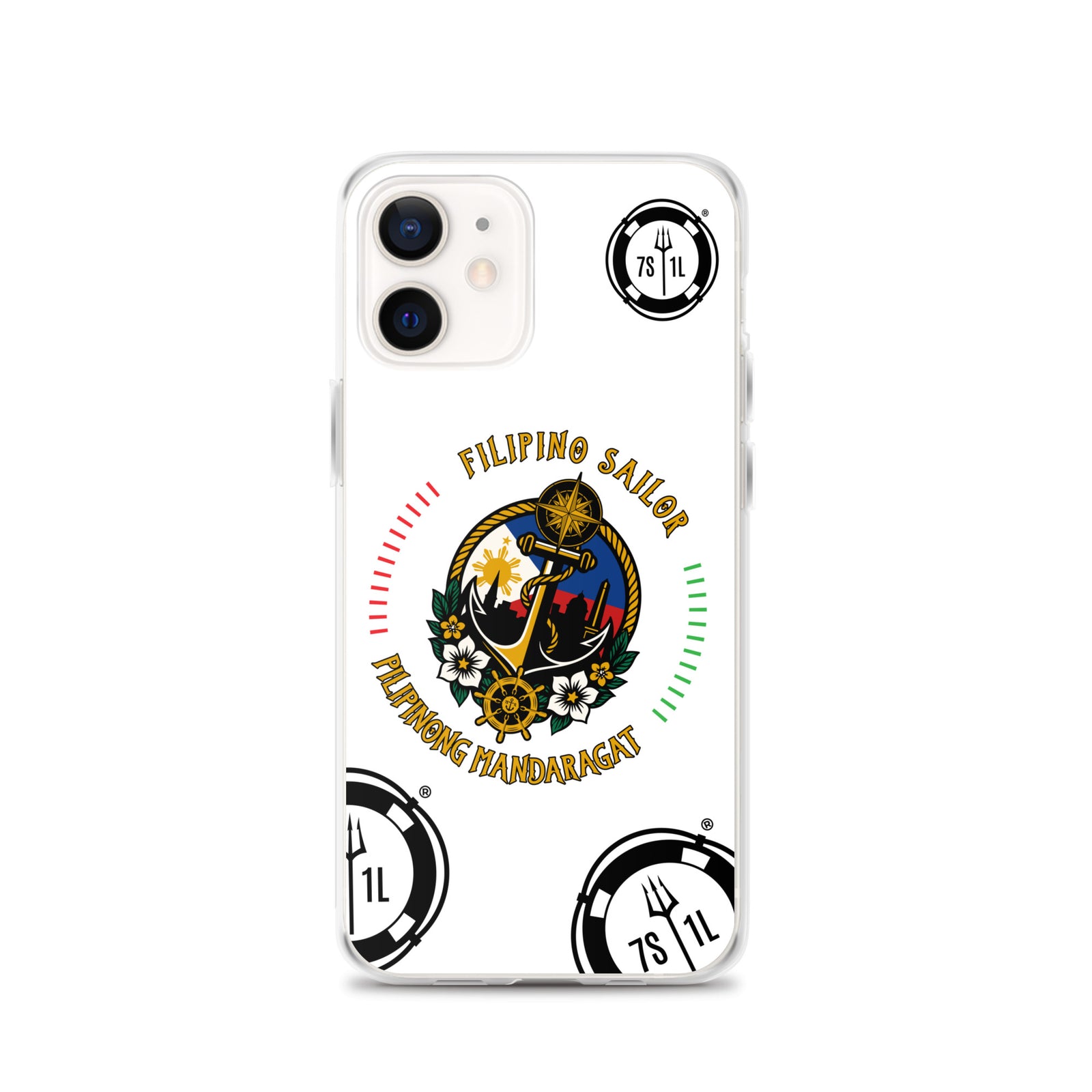 Clear Filipino Sailor iPhone case with seafarer anchor design for iPhone 12 by 7SHORT1LONG®.