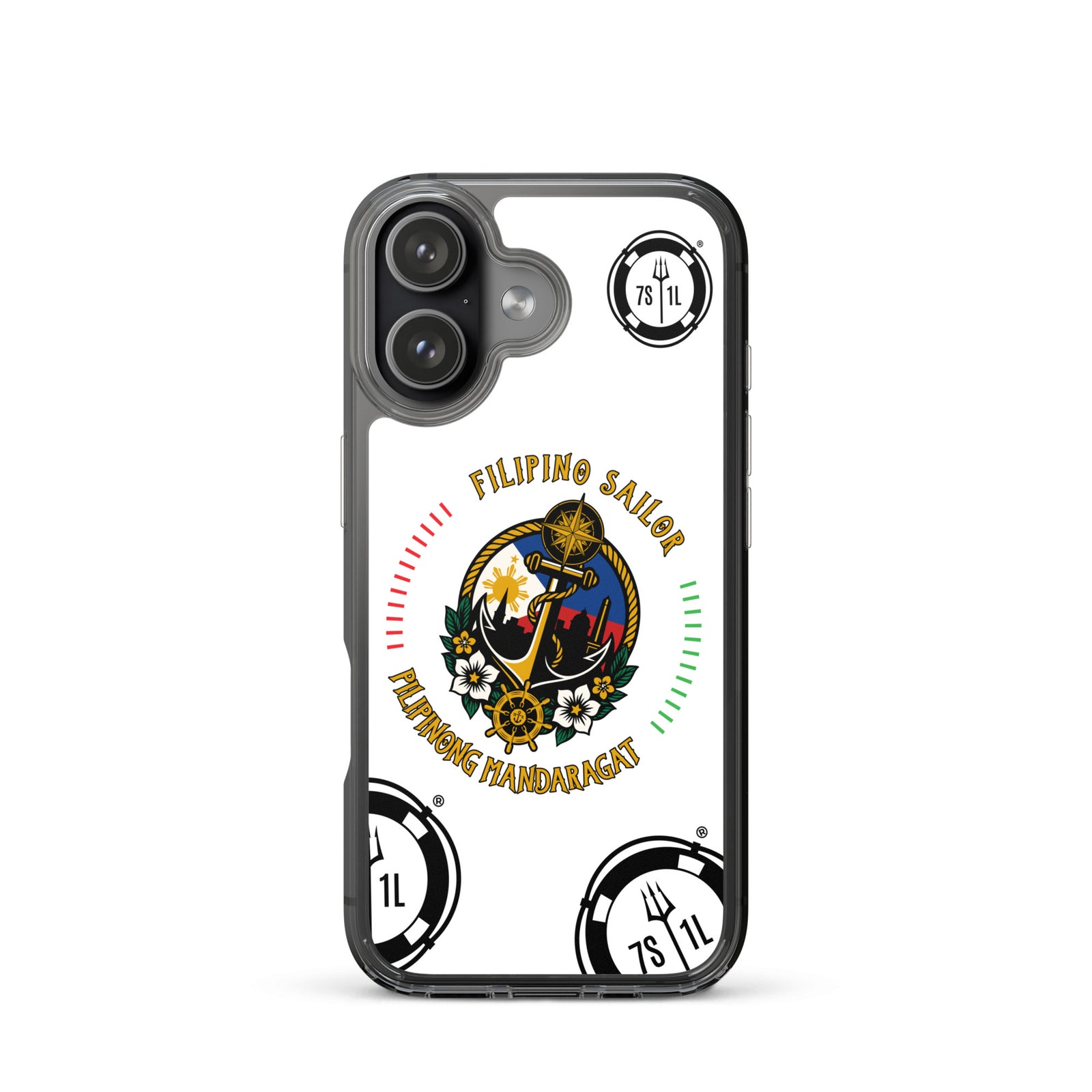 Clear Filipino Sailor iPhone 17 case featuring a seafarer anchor design by 7SHORT1LONG®.