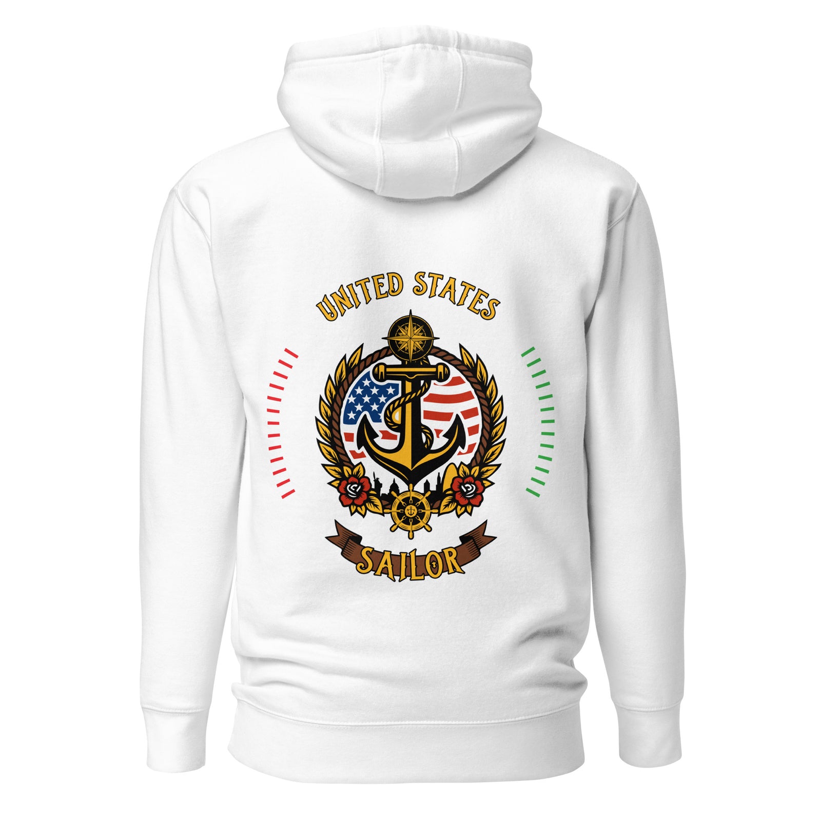US Sailor Hoodie in white, back view