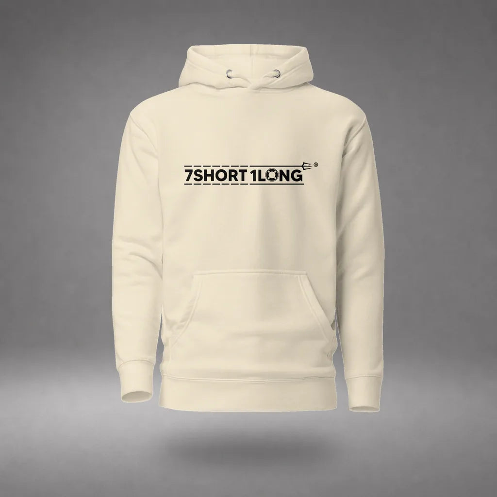 Maritime Safety Drill Hoodie in Bone, front view, floating over a gray studio floor.