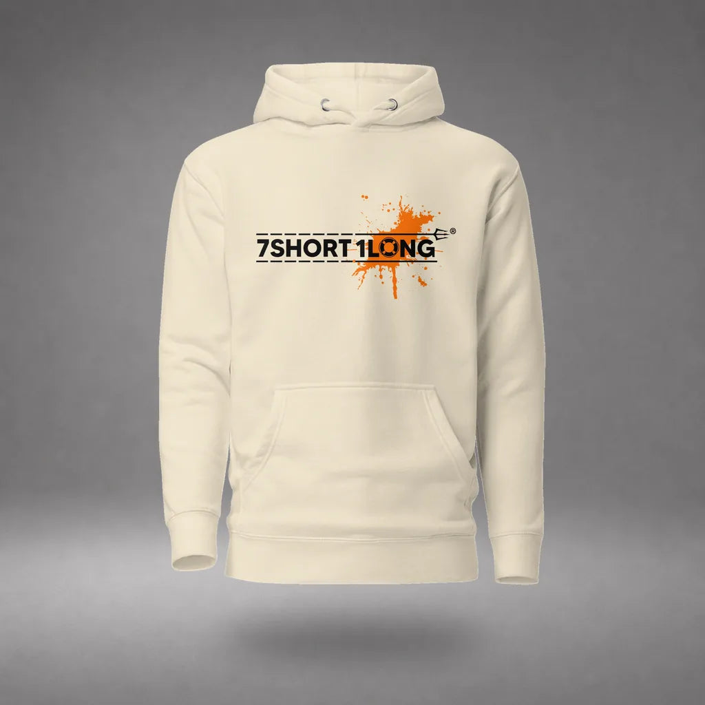 Safety at Sea Splash Graphic Hoodie in Bone, front view, floating over a gray studio floor.