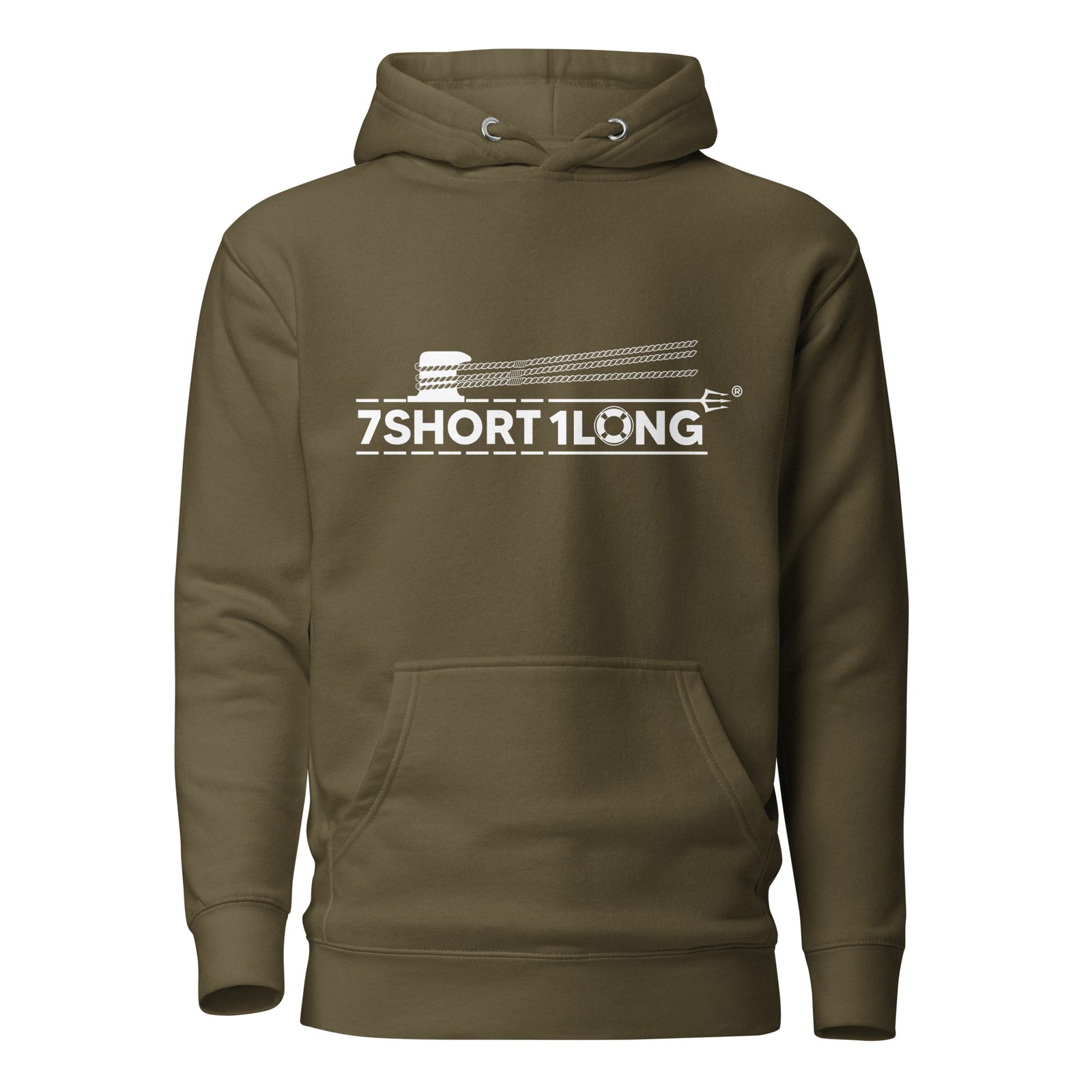 Maritime hoodie by 7SHORT1LONG® featuring a seafarer design and nautical rope pattern on a casual crewneck hoodie.