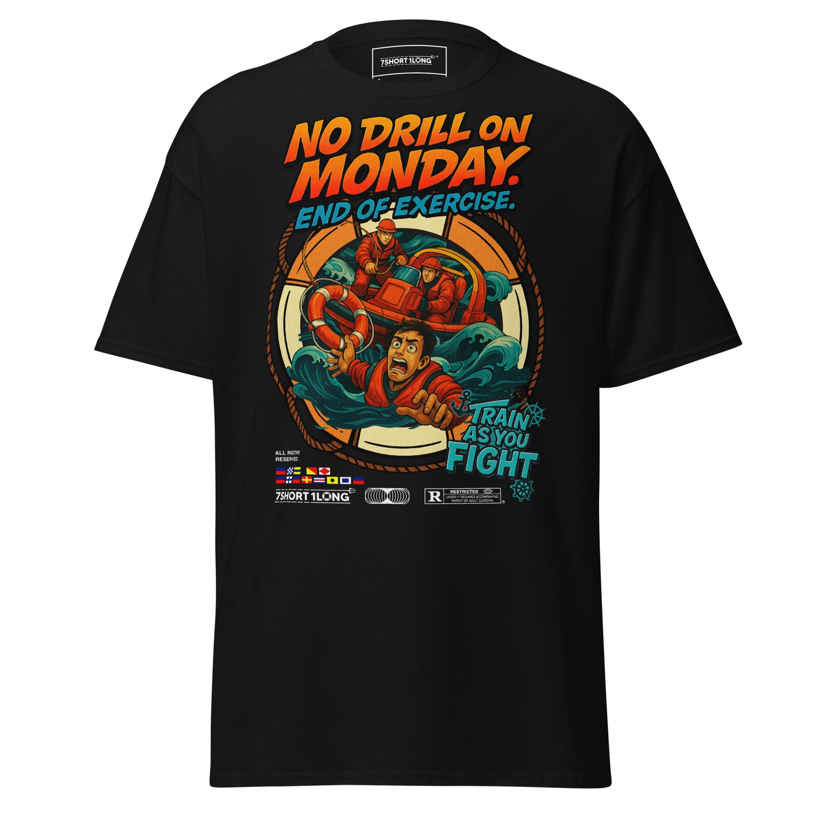 man overboard rescue shirt nautical crew emergency drill design ocean safety apparel
