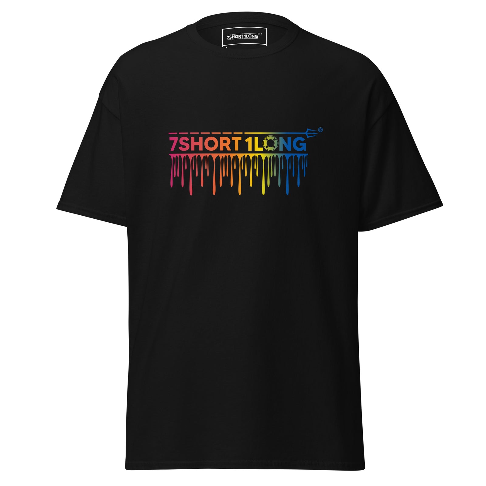 Black Colorful Seafarer T-Shirt one ocean one crew with 7 short 1 long logo