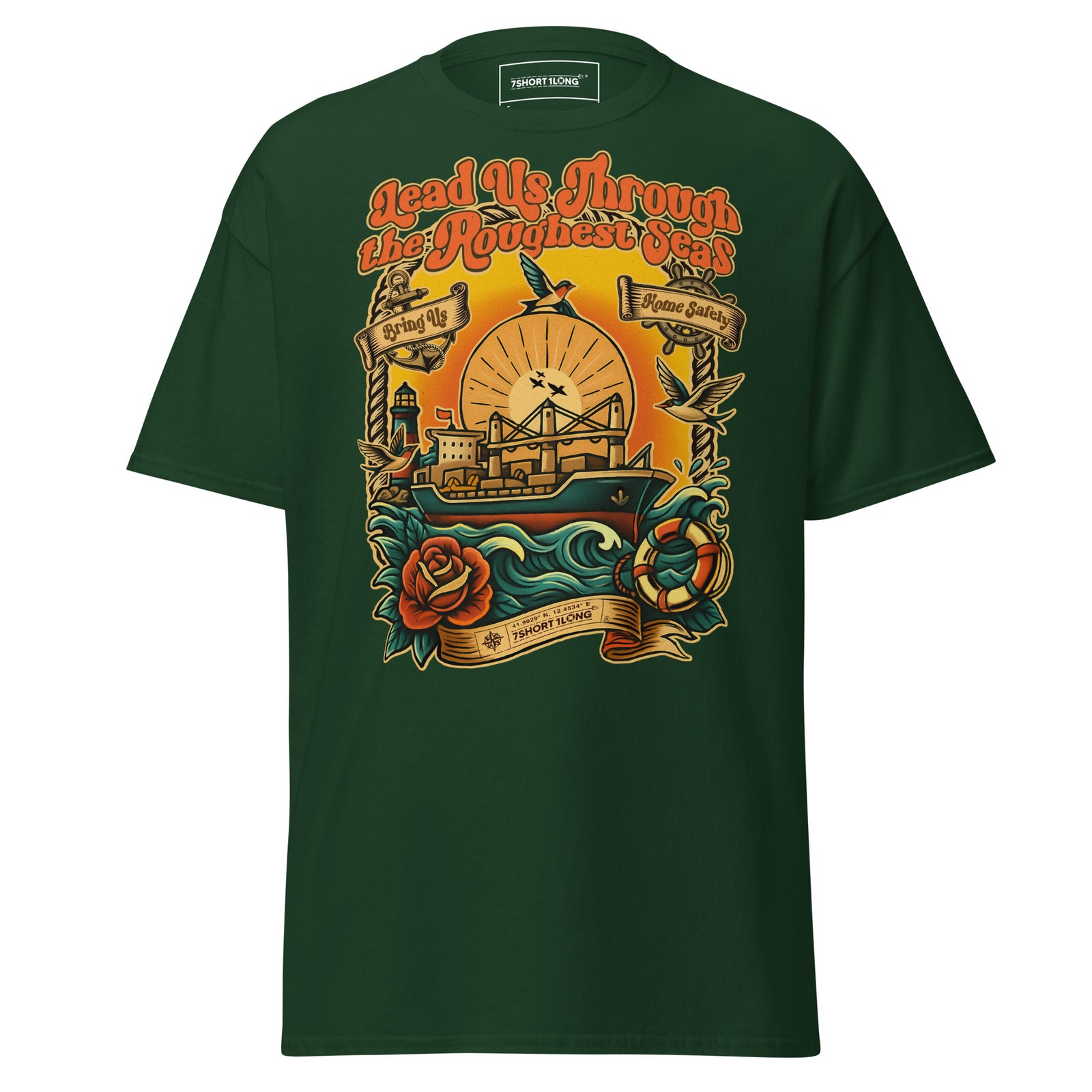 ocean voyage tattoo shirt bulk carrier maritime art design nautical apparel brown tee