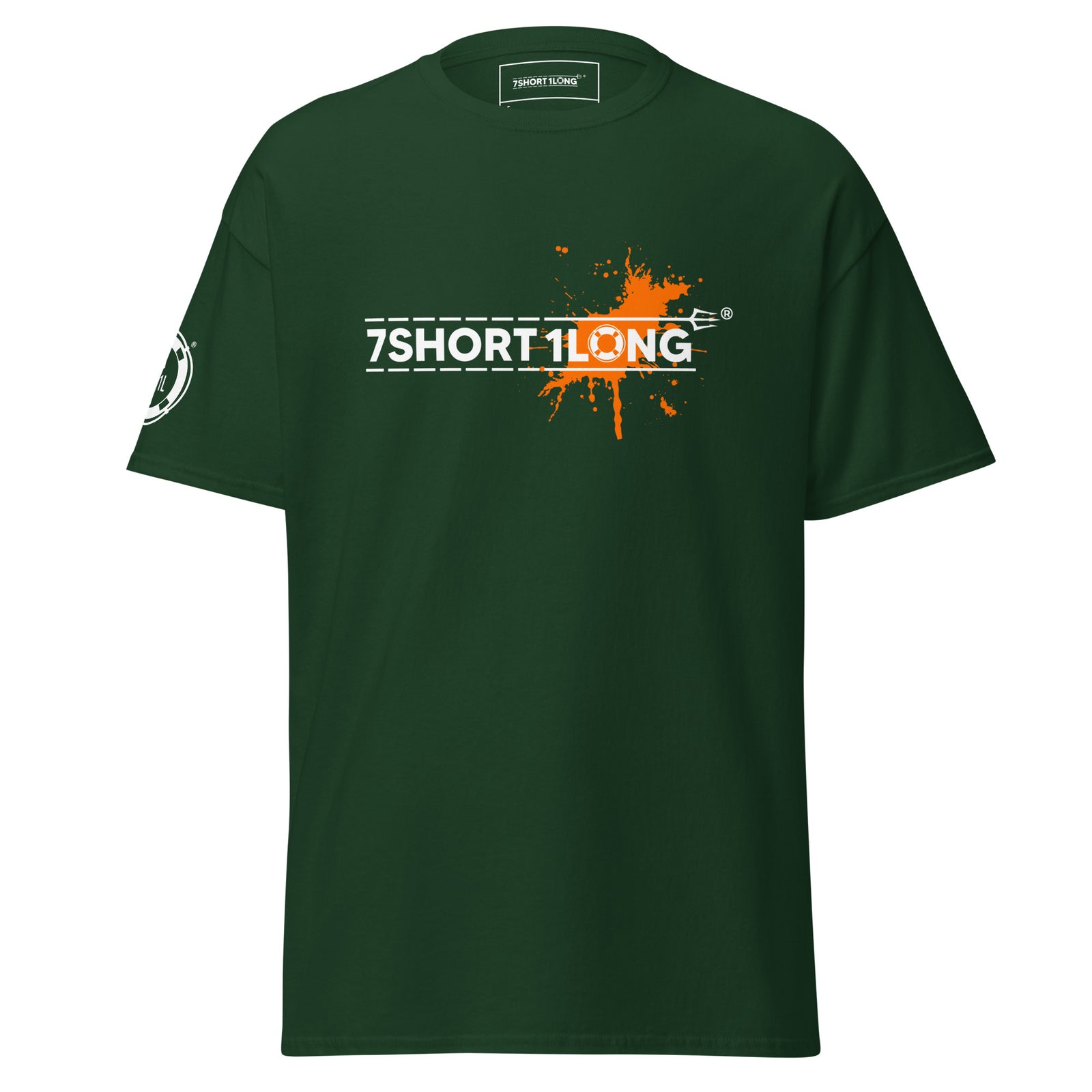 Green Seafarer Color Splash Nautical T-Shirt with 7SHORT1LONG logo and splash graphic, marine inspired streetwear