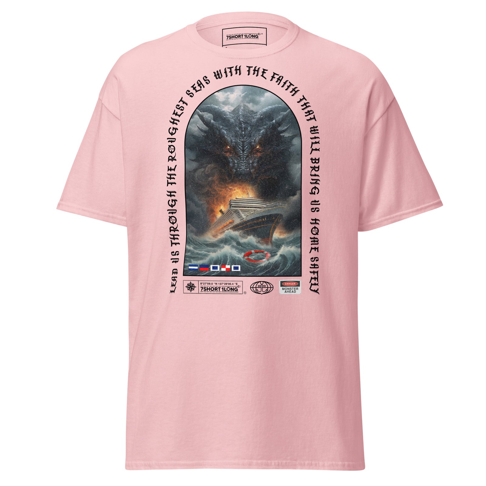 cruise ship monster attack t-shirt nautical ocean waves fantasy liner apparel