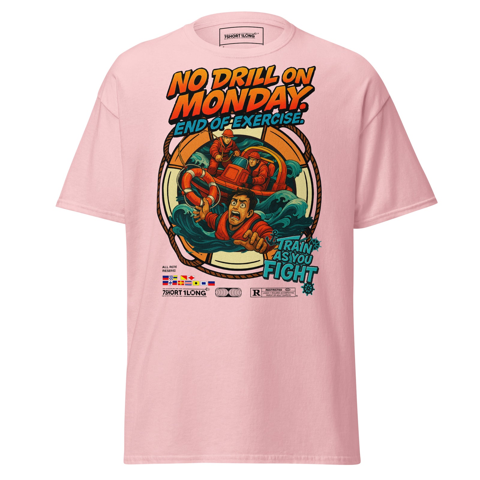 sailor man overboard t-shirt maritime safety at sea rescue graphic 7SHORT1LONG tee