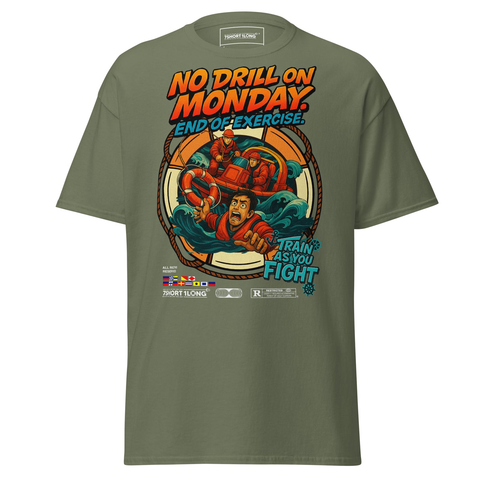 man overboard survival shirt maritime rescue operation design seafarer safety gear tee