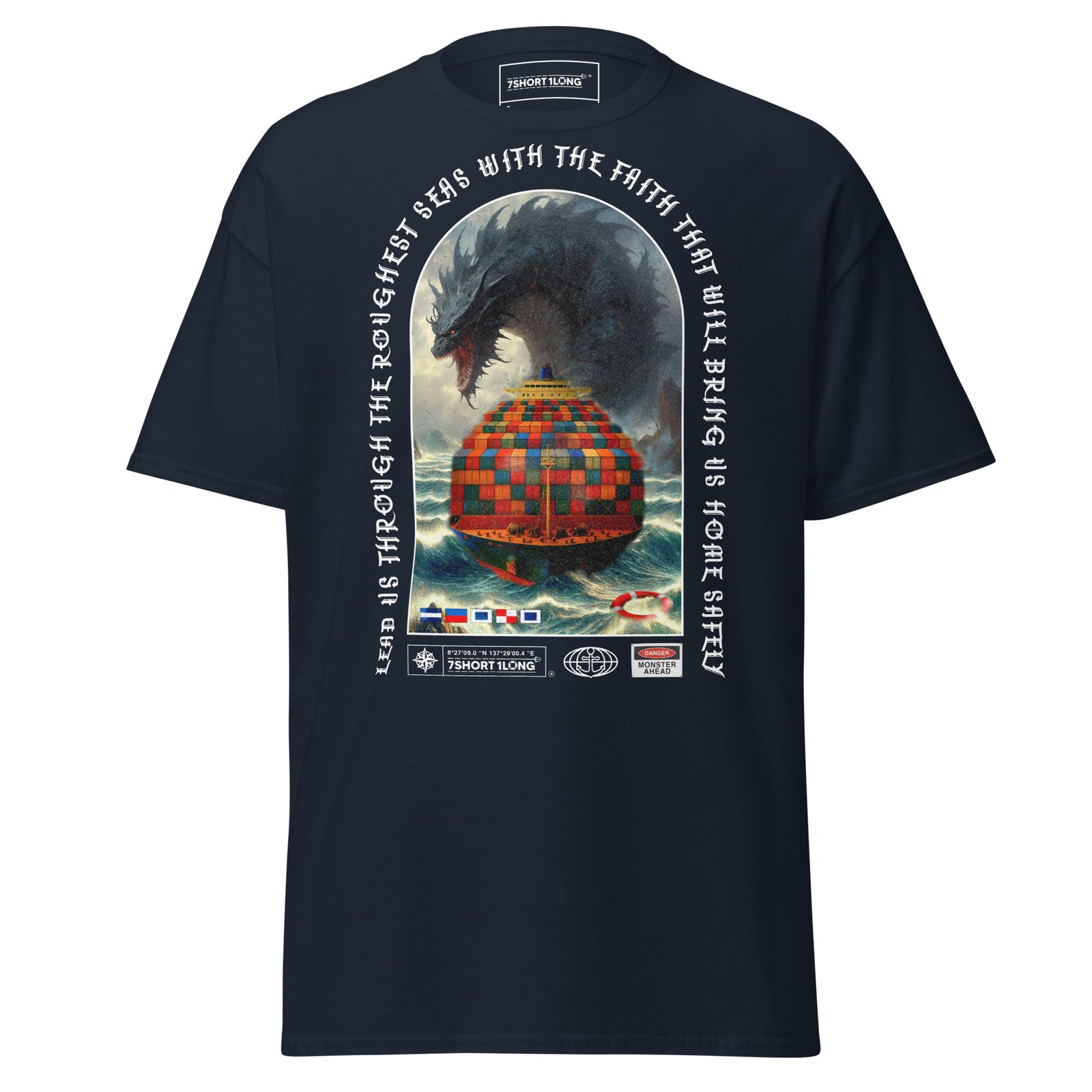 container t-shirt sea monster storm cargo