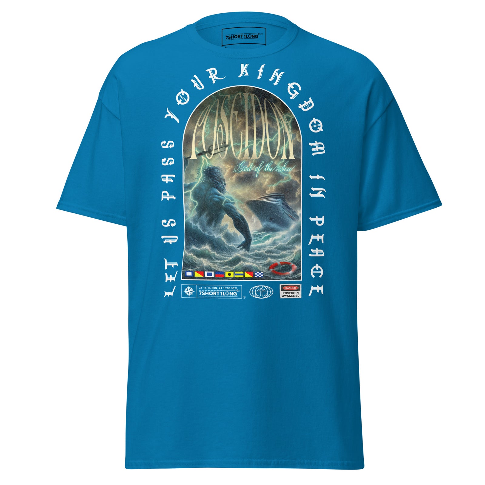 poseidon cruise ship t-shirt ocean liner waves greek mythology maritime graphic tee