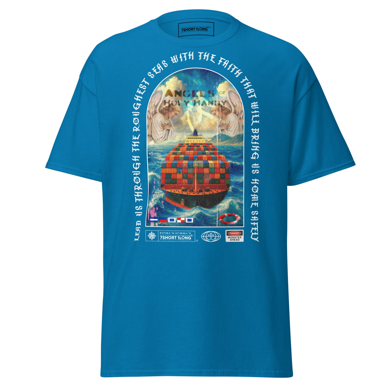 christian maritime container t-shirt angel protection cargo vessel ocean safety graphic tee