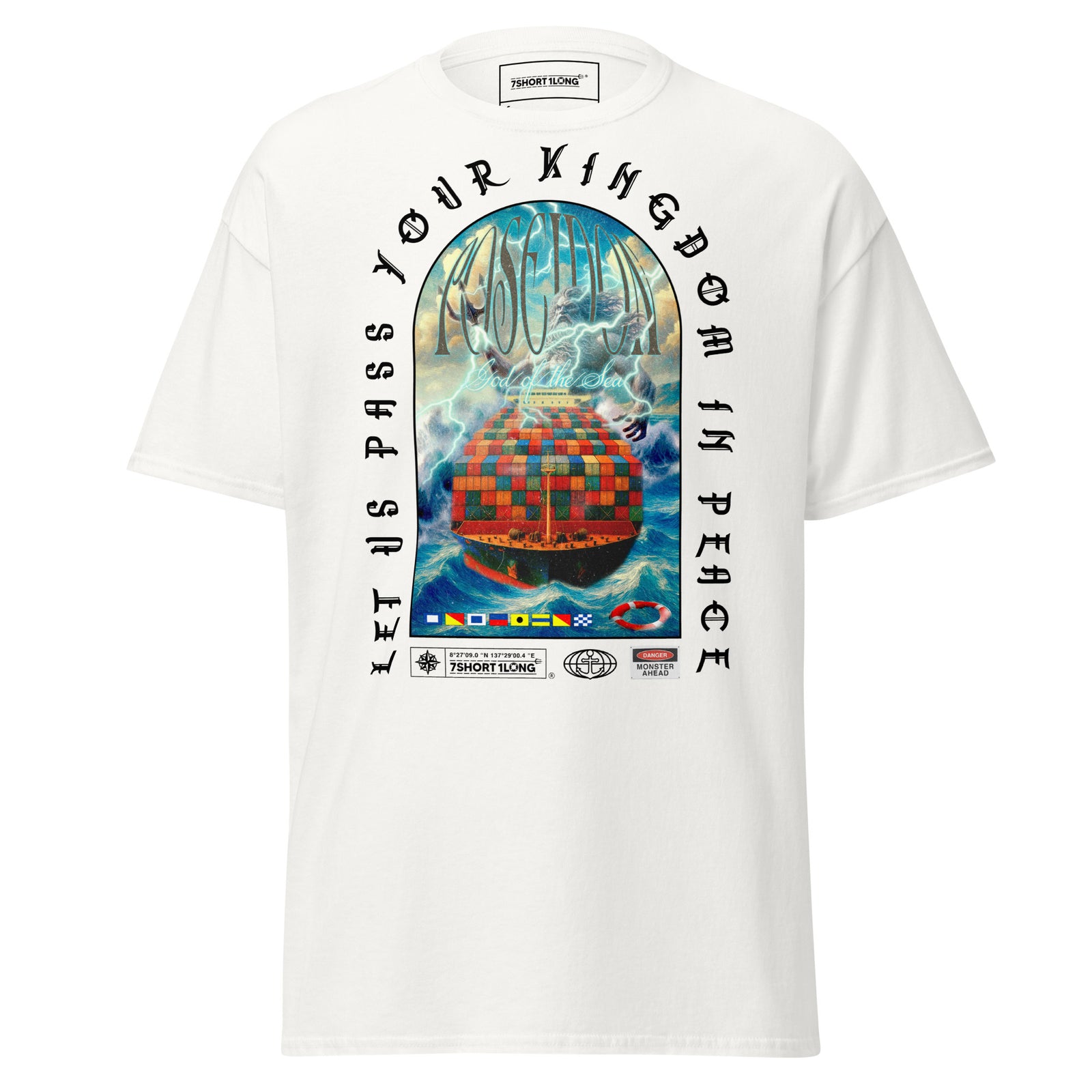 maritime poseidon container t-shirt greek mythology cargo ship ocean storm graphic apparel