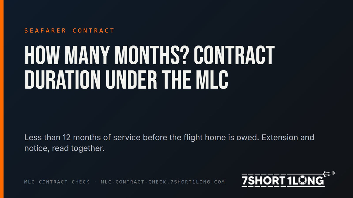 Dark title card: how many months, contract duration under the MLC, seafarer contract