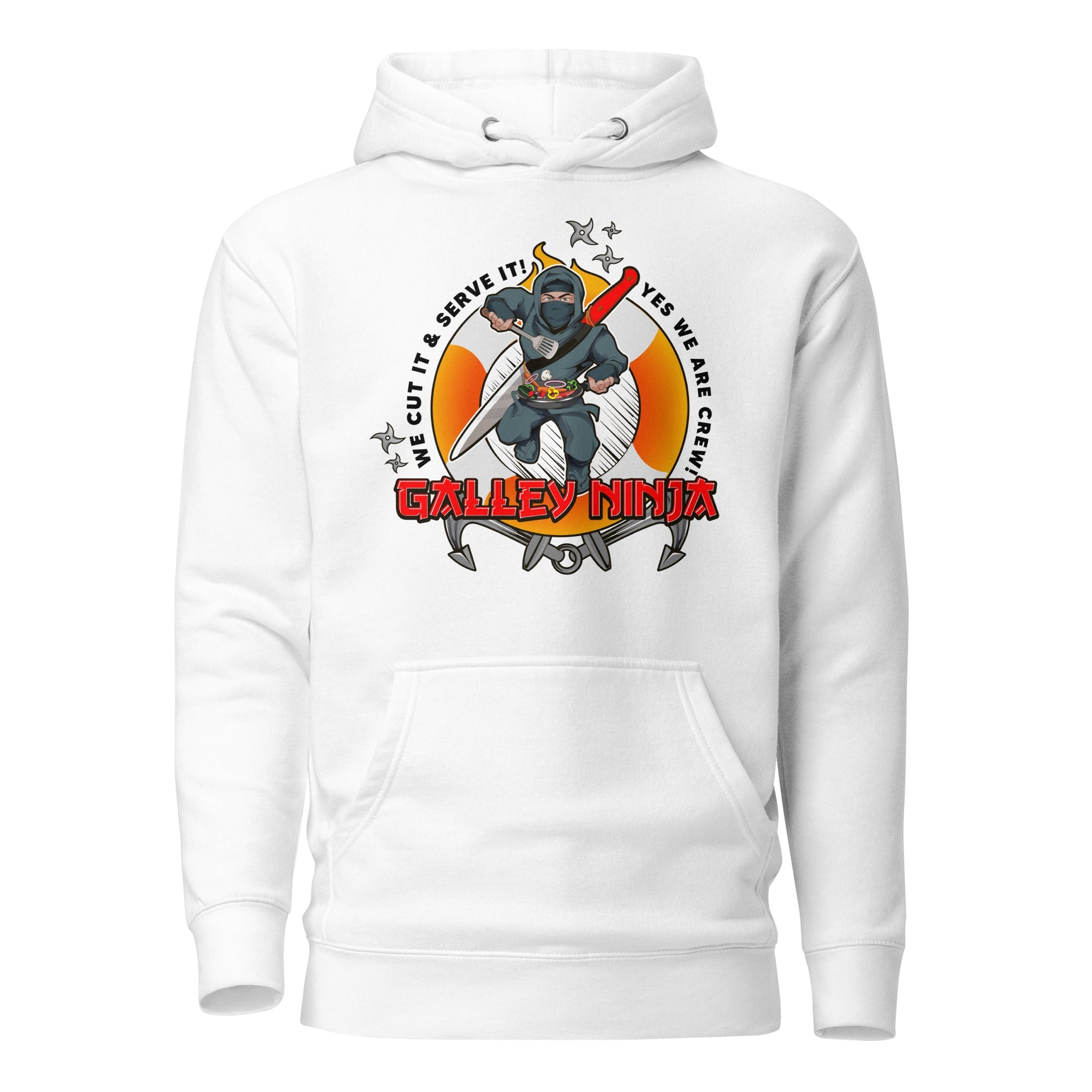 white hoodie with galley department