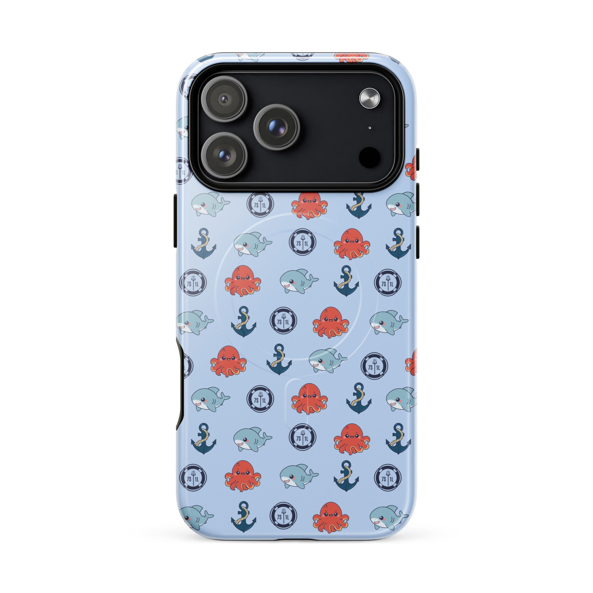 Cute Baby Octopus iPhone case by 7SHORT1LONG® featuring a colorful, ocean-inspired octopus design for MagSafe compatibility.