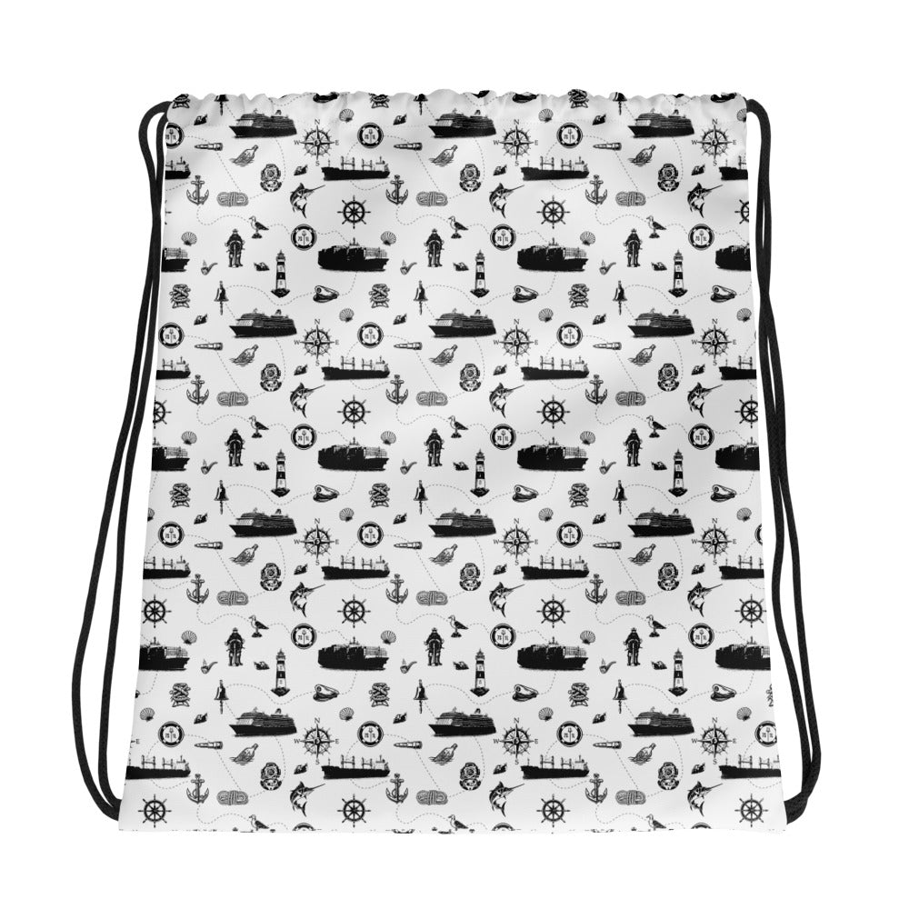 7SHORT1LONG® Cargo Ship Seafarer Daypack crew backpack with multiple compartments, durable fabric, and nautical design.