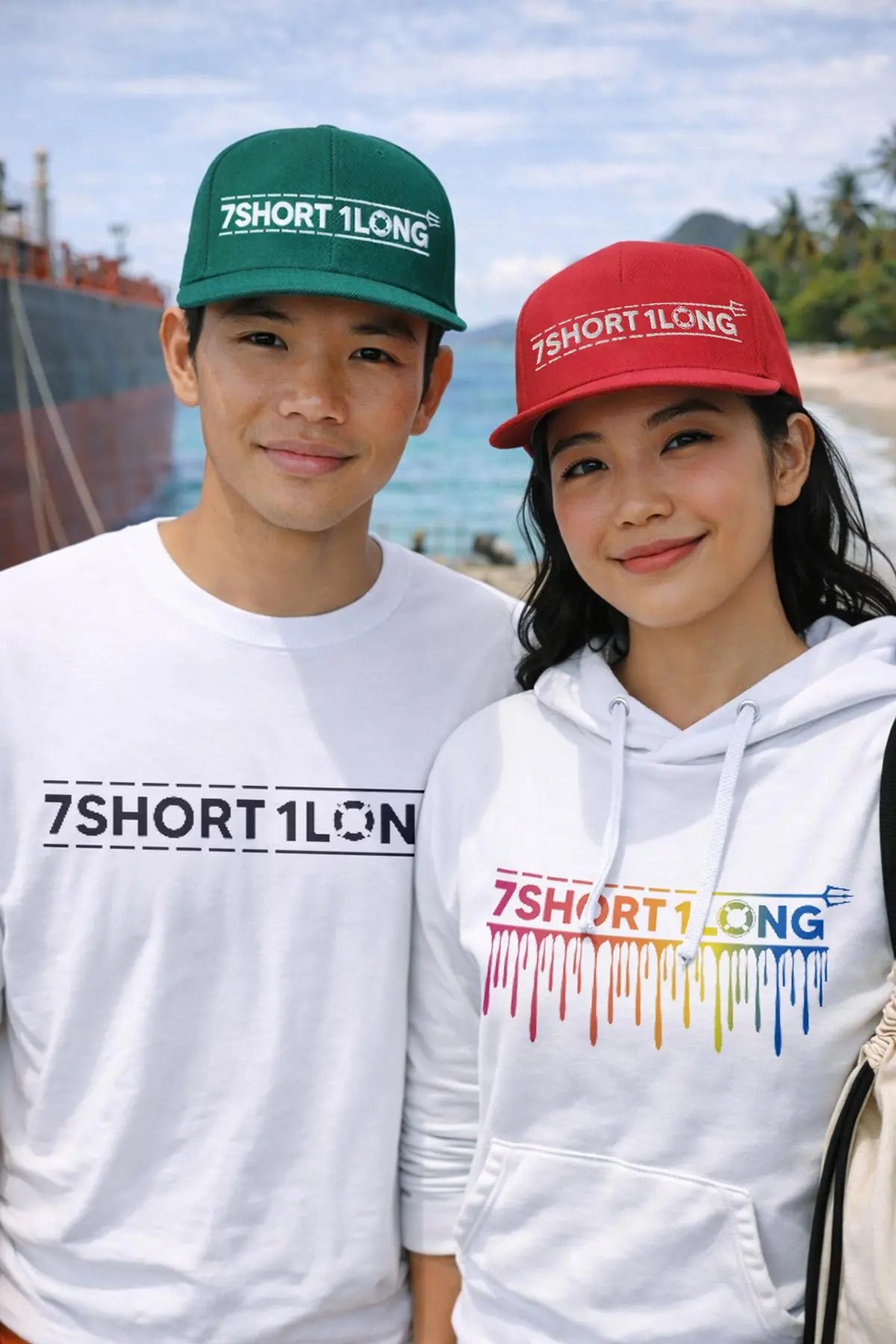 two seafarer wearing a cap with 7 short 1 long design