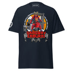 Chief officer ship security department T-shirt by 7SHORT1LONG®, featuring a navy blue design with ship and security graphics.