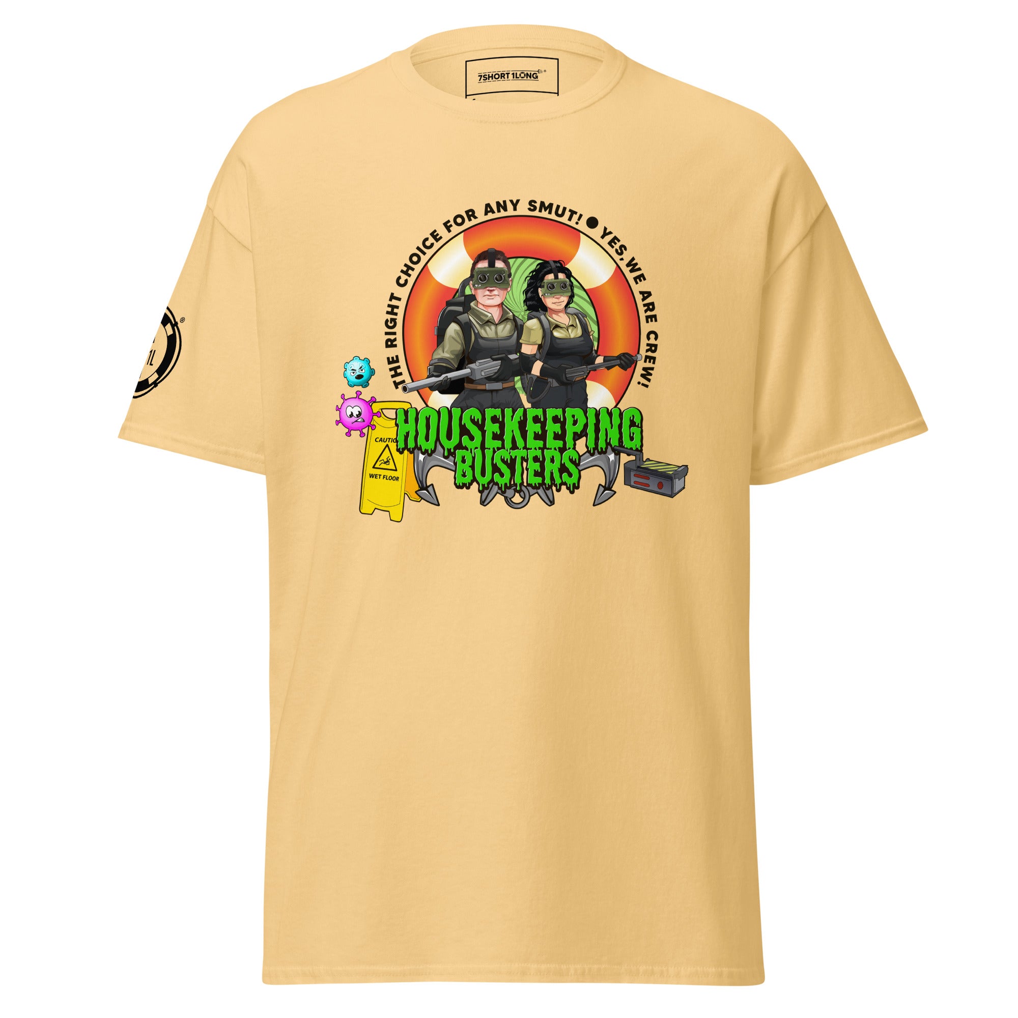 Cruise ship housekeeping department T-shirt by 7SHORT1LONG® featuring a casual fit and printed logo design.