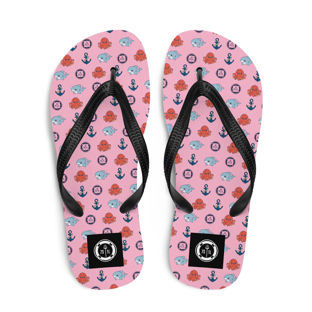 Flip Flop with cute squid and a cute shark pattern