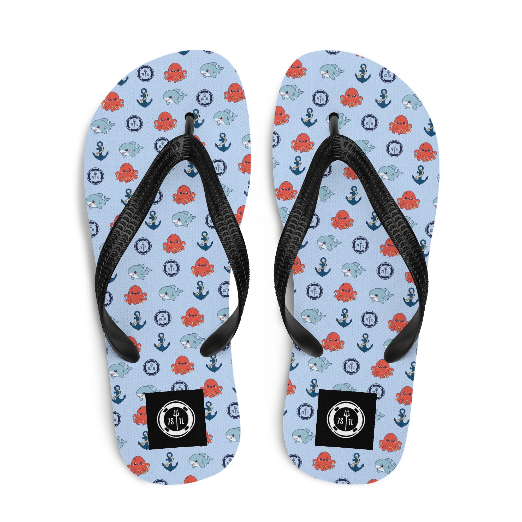 Nautical Octopus Flip Flops – Ocean Pattern Beach Sandals