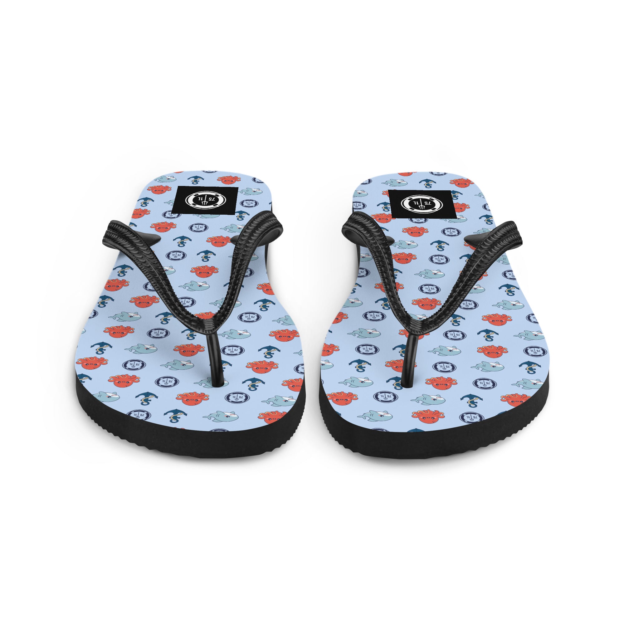 Nautical Octopus Flip Flops – Ocean Pattern Beach Sandals