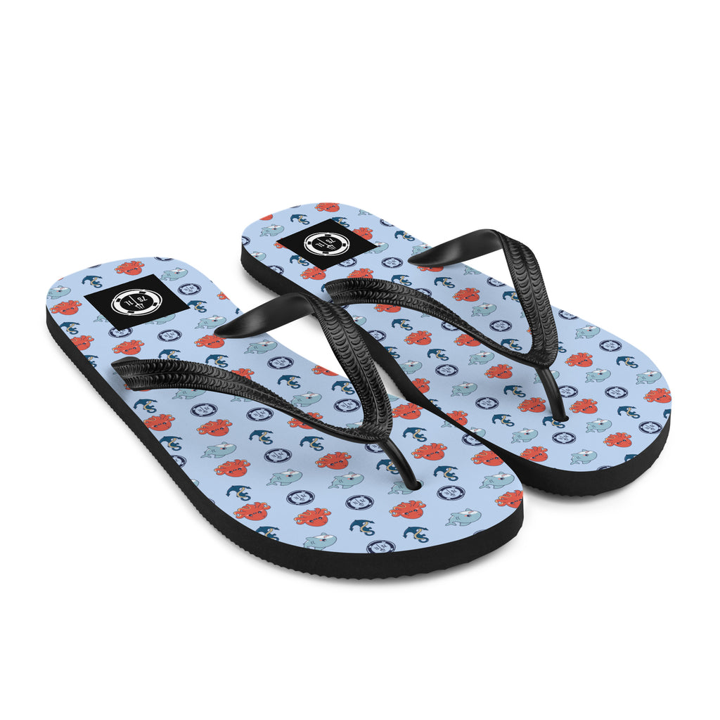 Nautical Octopus Flip Flops – Ocean Pattern Beach Sandals