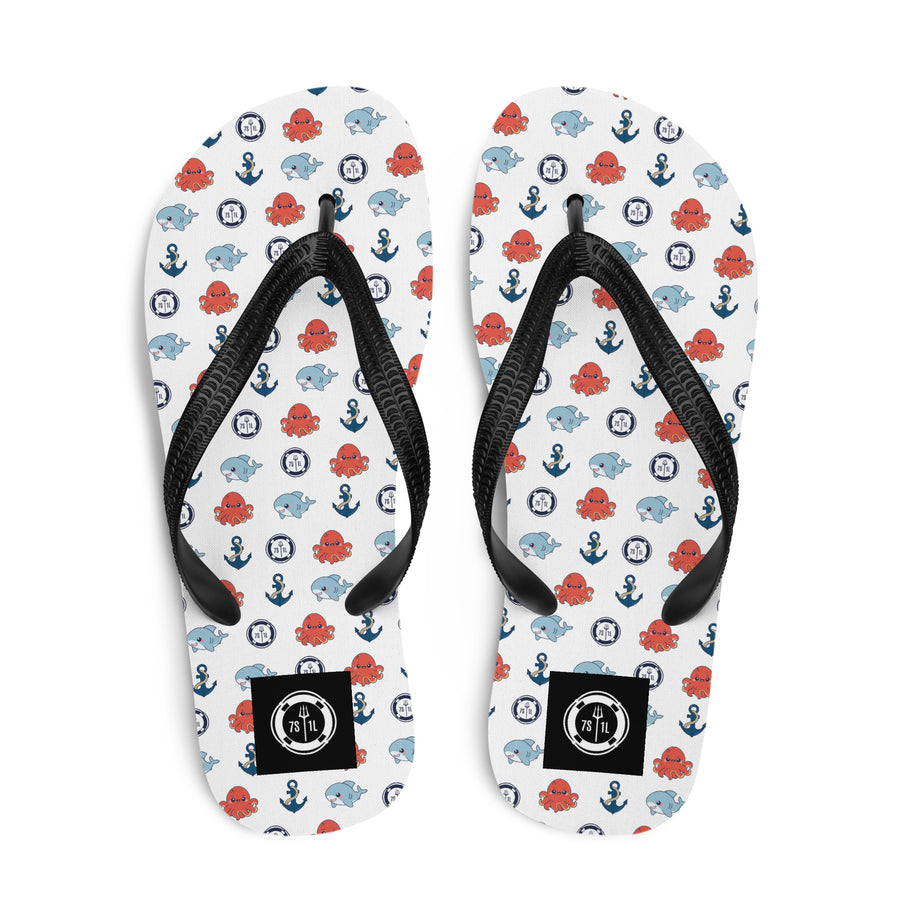 cute maritime pattern on a white flip flop