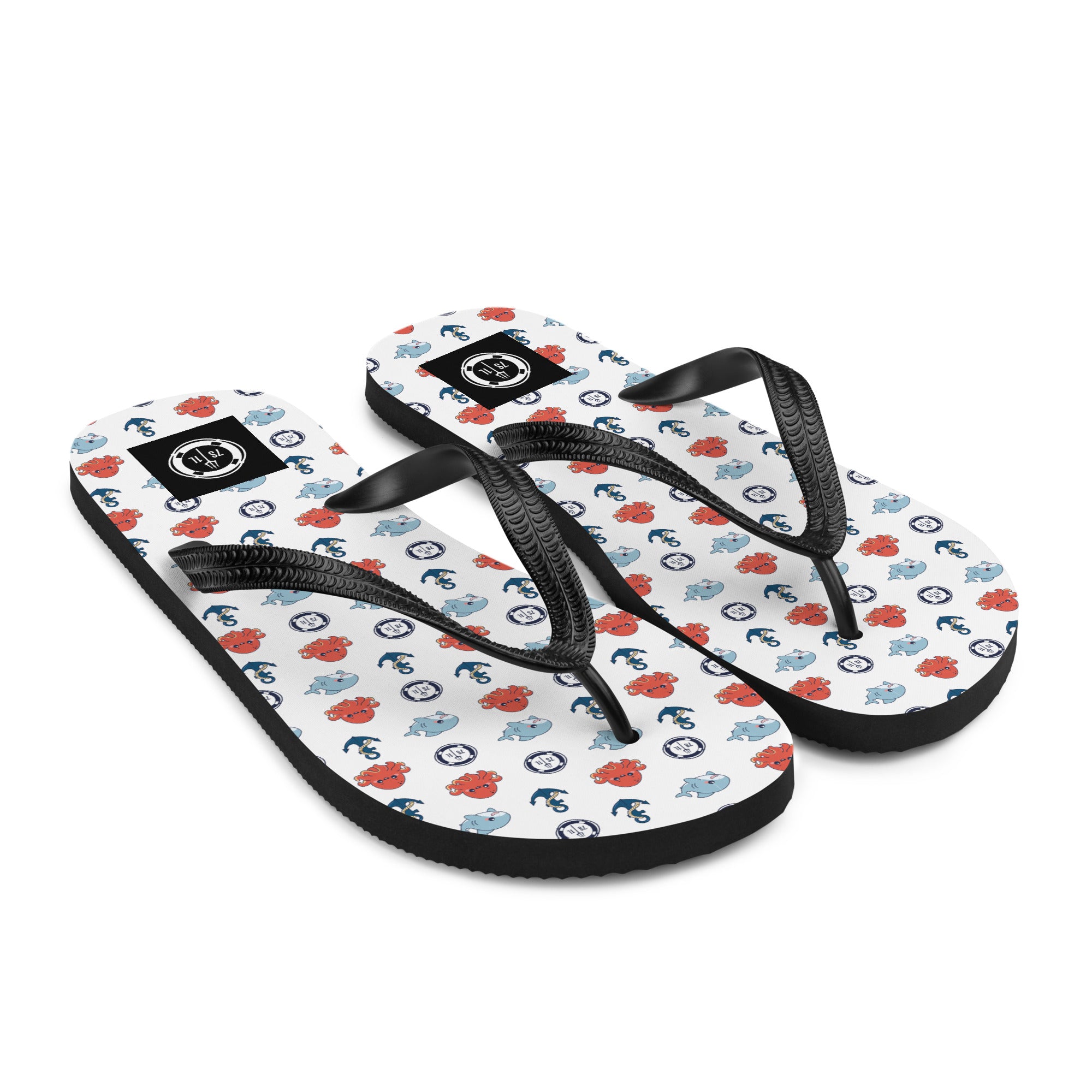 Sea Life Maritime Nautical Anchor Beach Flip Flops