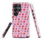 Samsung Case with baby shark, baby octopus pattern on pink background 