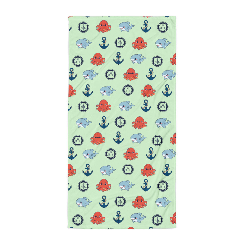 Cute Ocean Party Beach Towel – Baby Octopus & Baby Shark Secondary image