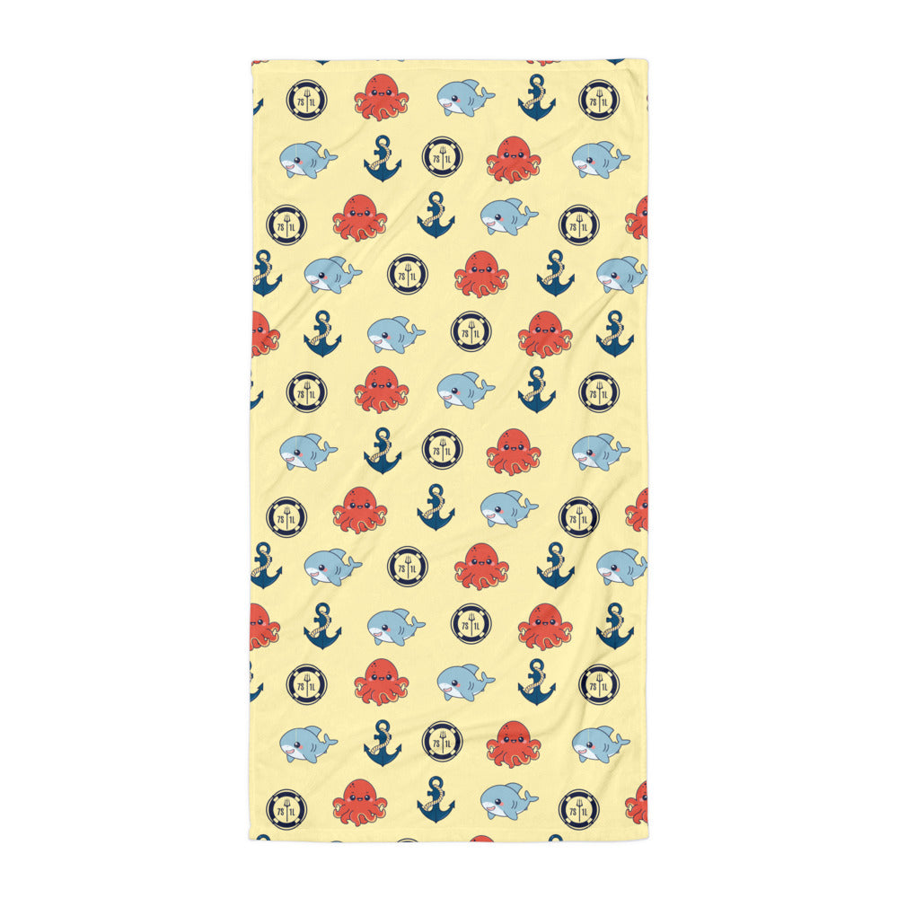 Cute Ocean Party Beach Towel – Baby Octopus & Baby Shark Secondary image