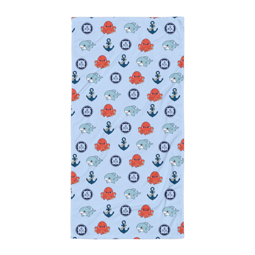 Cute Ocean Party Beach Towel – Baby Octopus & Baby Shark Secondary image