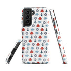 Cute ocean party Samsung phone case with fun marine design by 7SHORT1LONG® featuring colorful sea creatures and waves.
