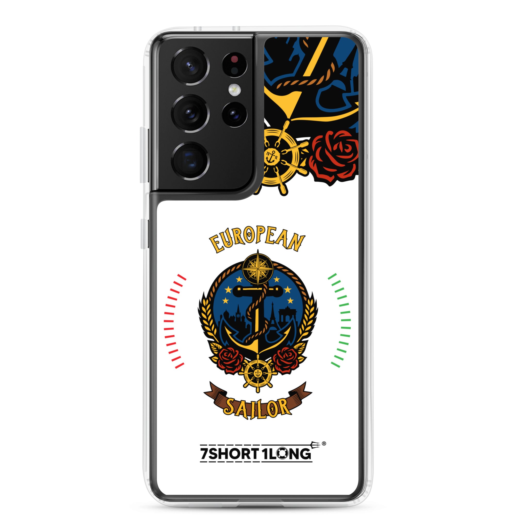 Samsung phone case with European sailor seafarer anchor design by 7SHORT1LONG®, featuring nautical anchor artwork. Main image