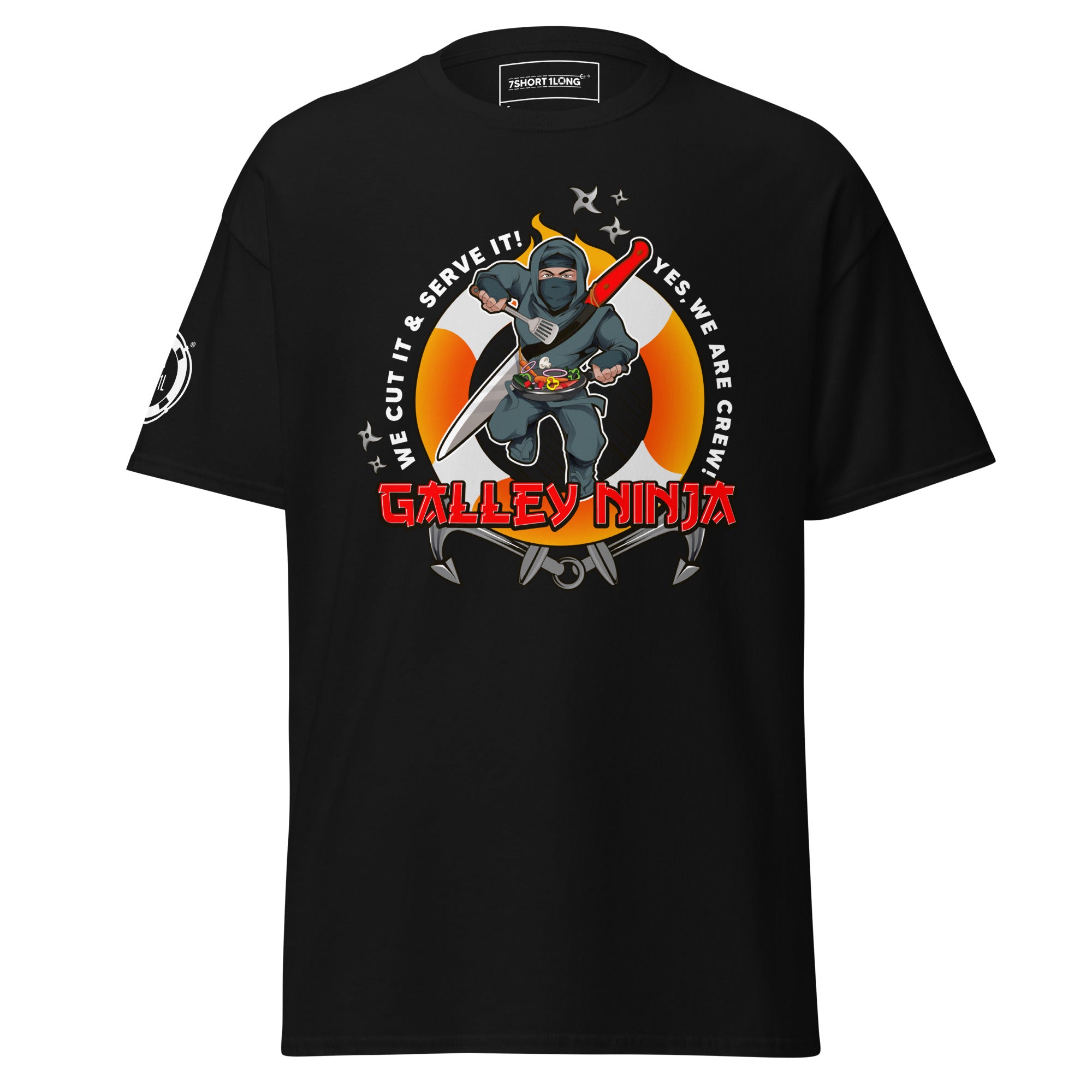 Maritime ship crew Seafarer T-shirt by 7SHORT1LONG® featuring nautical design and crew-themed graphics on a navy shirt. Main image