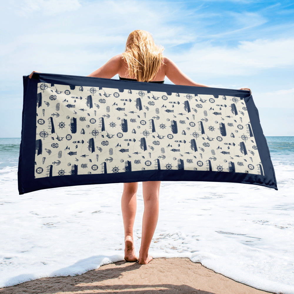 Luxury Cruise Beach Towel - navy