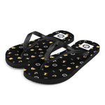 Maritime Pattern Flip-Flops with yellow and white  solas patterns on a white background