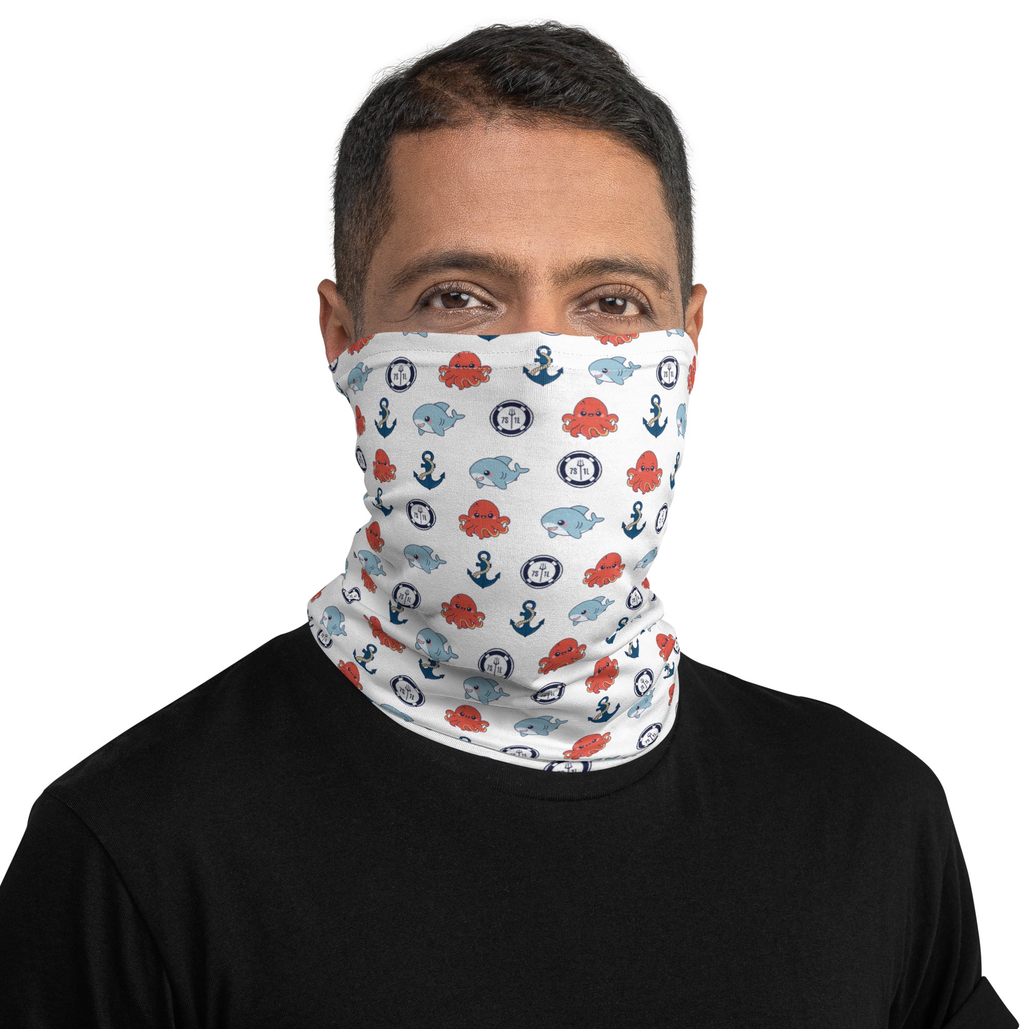 Maritime Shark & Octopus Ocean Party Neck Gaiter Immagine principale del prodotto