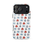 Phone case with nautical pattern featuring baby octopuses, baby shark
