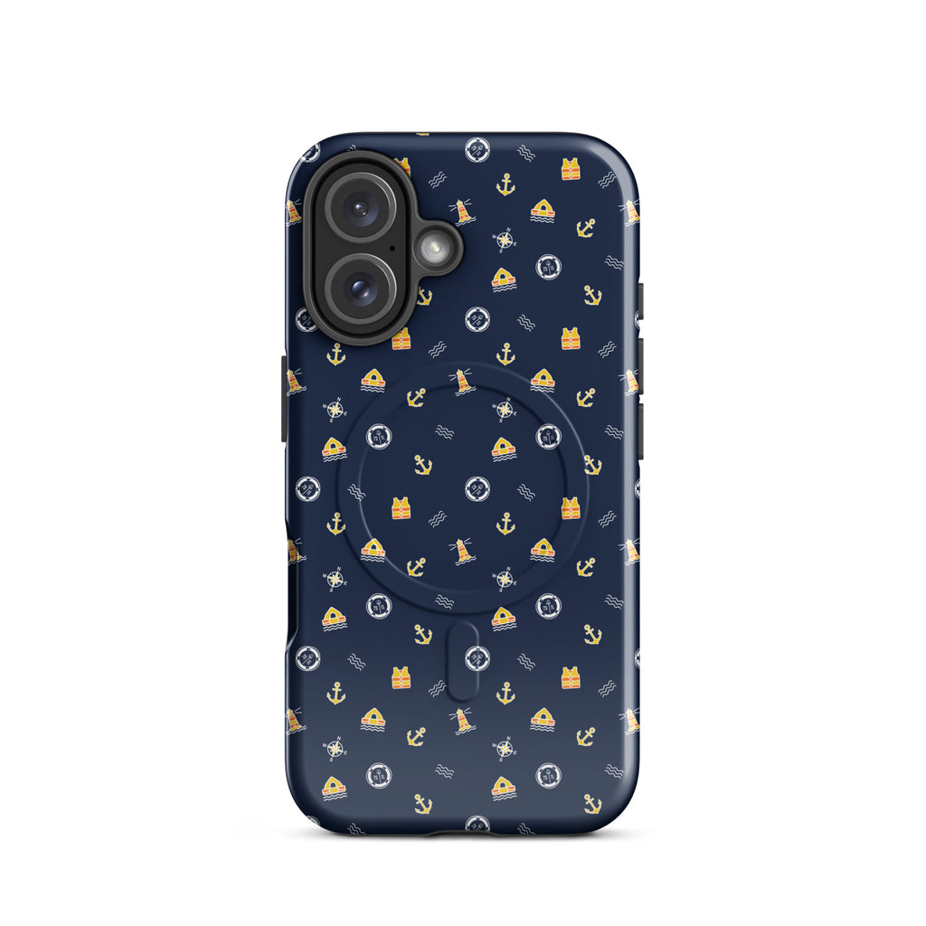 Phone case with safety at sea nautical pattern life raft, life ring