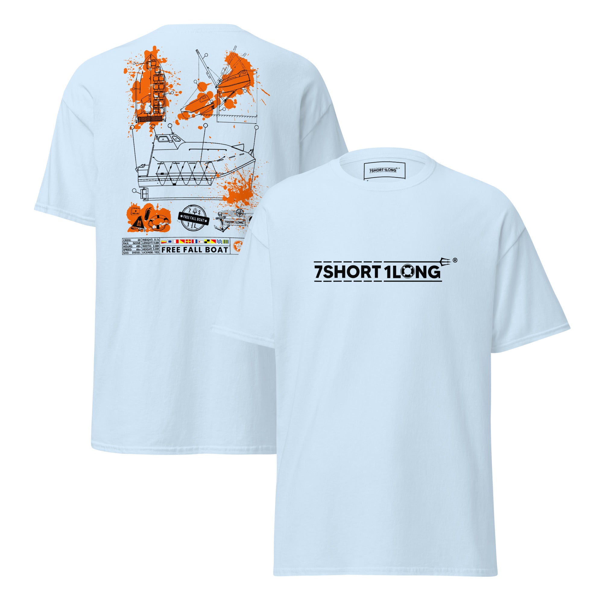 SOLAS free fall lifeboat shirt offshore survival craft blueprint nautical crew apparel
