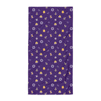 Purple towel with nautical pattern on a white background