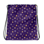 Drawstring bag with nautical solas pattern on a purple background