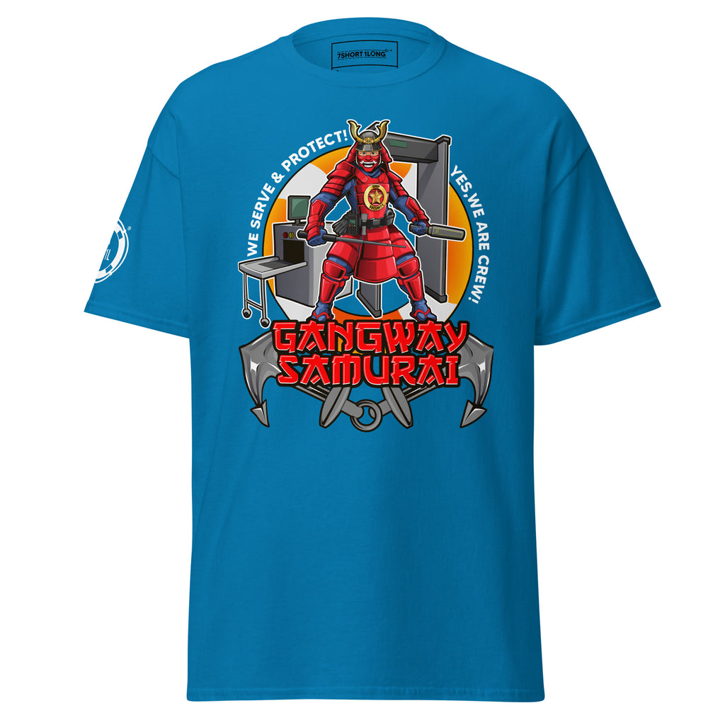 7SHORT1LONG® ship security department T-shirt featuring a maritime security officer design on a casual crew neck shirt.