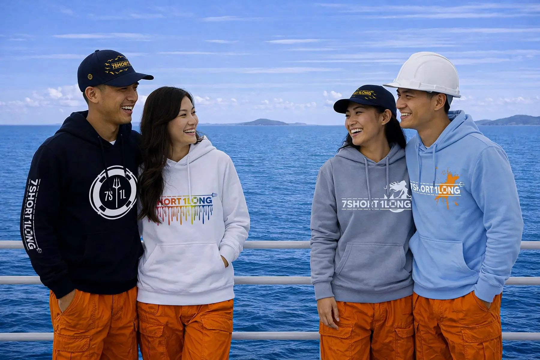 4 person stay on a cruise hip wearing a cruise design hoodie