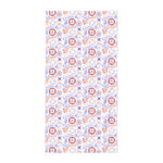 Patterned fabric with decorative elements from maritime style on a white background