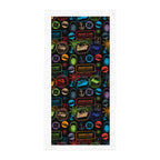 Quick-dry cruise ship pool towel by 7SHORT1LONG® featuring colorful world cruise traveler stamps design.